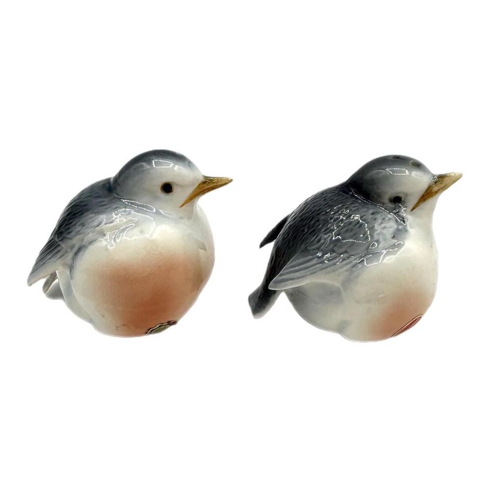 Antique Vintage Bone China Chubby Baby Bird Salt & Pepper Shakers - Picture 3 of 6